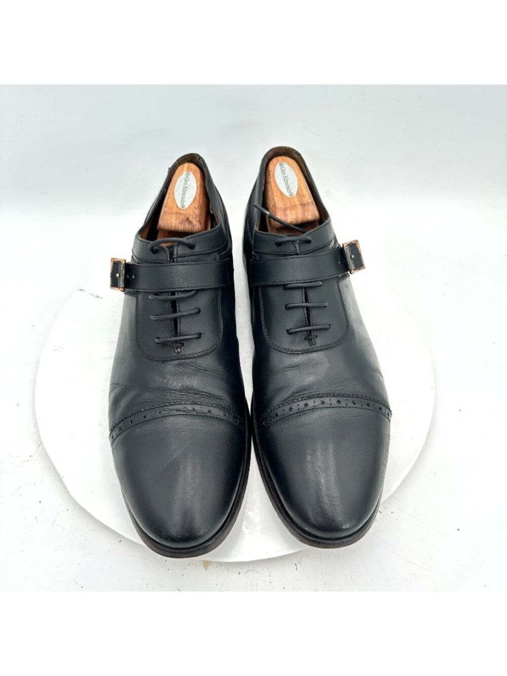 Paul Smith Men Size 11 Black Leather Buckle Cap Toe Brogue Oxford Dress Shoes